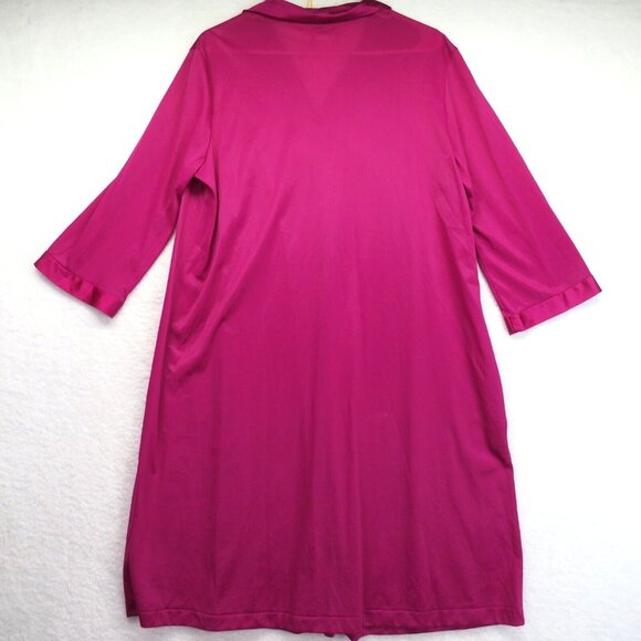 Vanity Fair Robe Womens Size Large Dark Pink Nylon Made in USA Floral Motif - Picture 3 of 11